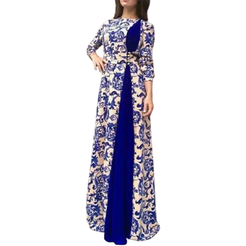 Blue and white porcelain printed dress