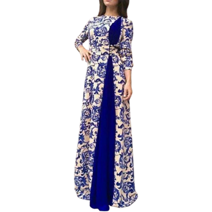 Blue and white porcelain printed dress