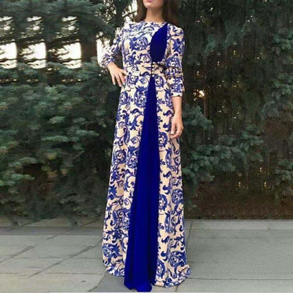 Blue and white porcelain printed dress