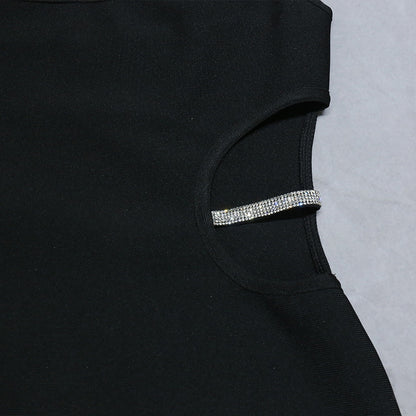 Diamond-embedded Elegant Long Bandage Suspender Skirt